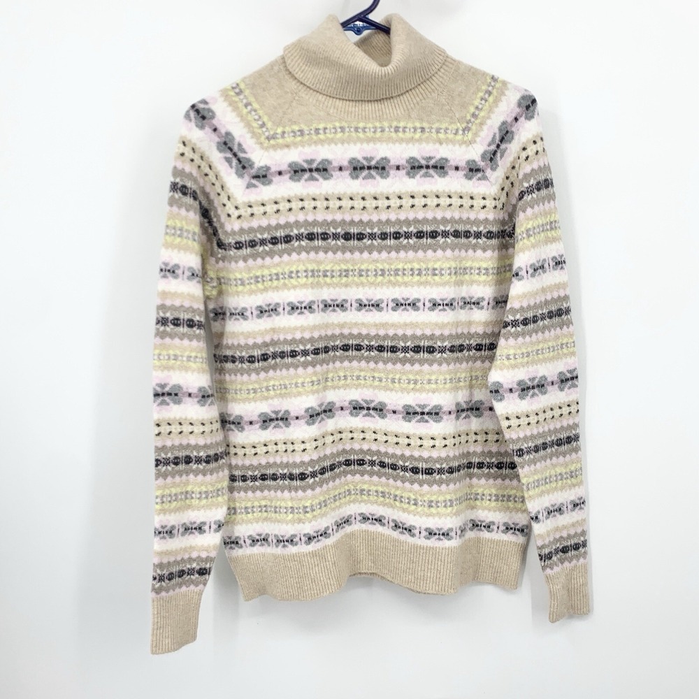 LOFT Ann Taylor Women Size Small Sweater Turtleneck Brown Pink Striped Knit